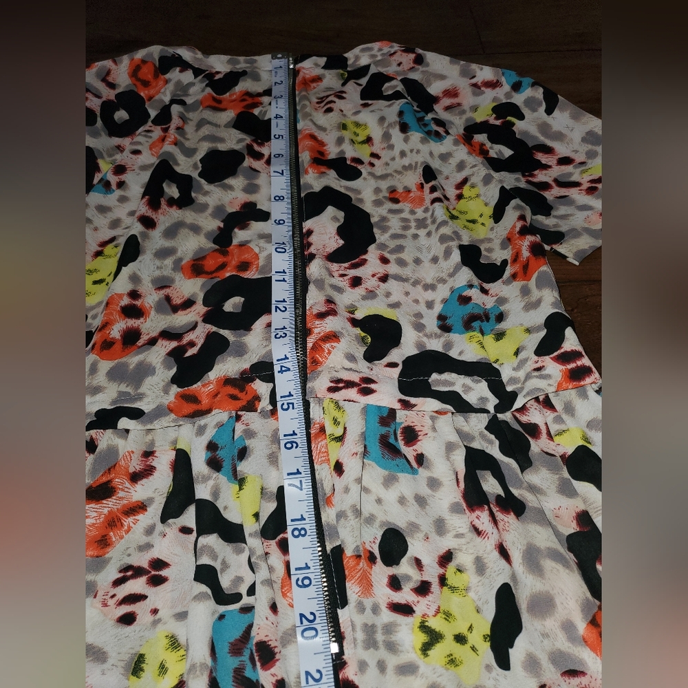 Topshop Multicolor Leopard Print Short-Sleeve Tunic Dress Size 6 - Picture 11 of 11